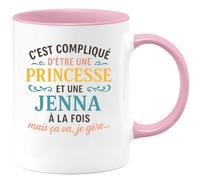 quotedazur - Mug Humour C'est Compliqué D'être Une Princesse Et Une Jenna, Mais Ça Va, Je Gère - Idée Cadeau Originale Avec Tasse Humoristique Pour Femme Unique