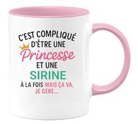 quotedazur - Mug Humour C'est Compliqué D'être Une Sirine Et Une Princesse - Idée Cadeau Prénom Anniversaire