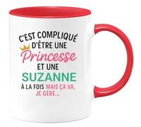 quotedazur - Mug Humour C'est Compliqué D'être Une Suzanne Et Une Princesse - Idée Cadeau Prénom Anniversaire