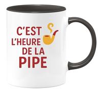quotedazur - Mug Humour C'est L'heure De La Pipe. Idée Cadeau Originale Tasse Pour Amateurs Sensations
