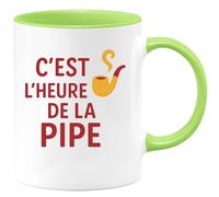 quotedazur - Mug Humour C'est L'heure De La Pipe. Idée Cadeau Originale Tasse Pour Amateurs Sensations