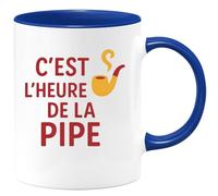 quotedazur - Mug Humour C'est L'heure De La Pipe. Idée Cadeau Originale Tasse Pour Amateurs Sensations