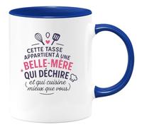 quotedazur - Mug Humour Cette tasse appartient à une belle-mère qui déchire (et qui cuisine mieux que vous) - Cadeau Belle-mère Femme