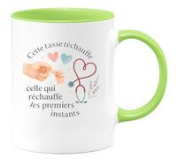 quotedazur - Mug Humour Cette tasse réchauffe celle qui réchauffe les premiers instants - Cadeau Sage Femme Femme