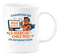 quotedazur - Mug Humour Champion Du 'Ça Marche Chez Moi' En Informatique Cadeau Départ Collègue