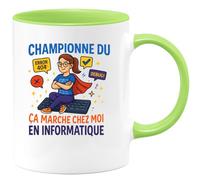 quotedazur - Mug Humour Championne Du 'Ça Marche Chez Moi' En Informatique - Cadeau Départ Collègue
