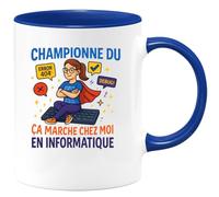 quotedazur - Mug Humour Championne Du 'Ça Marche Chez Moi' En Informatique Cadeau Départ Collègue