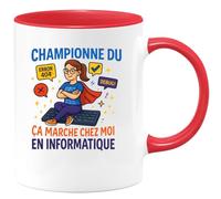 quotedazur - Mug Humour Championne Du 'Ça Marche Chez Moi' En Informatique Cadeau Départ Collègue