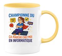 quotedazur - Mug Humour Championne Du 'Ça Marche Chez Moi' En Informatique Cadeau Départ Collègue