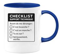 quotedazur - Mug Humour Checklist Support Technique Avant De Me Déranger: C'est Branché En Marche Tu Es Sûr Sérieusement Vérifie. Cadeau Original Tasse Pour Informati