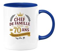 quotedazur - Mug Humour Chef de famille depuis 70 ans, toujours en formation - Cadeau 70 ans Femme