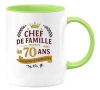 quotedazur - Mug Humour Chef de famille depuis 70 ans, toujours en formation - Cadeau 70 ans Femme