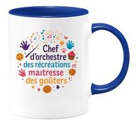 quotedazur - Mug Humour Chef d'orchestre des récréations et maîtresse des goûters - Cadeau Animatrice Femme
