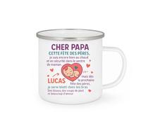 quotedazur - Mug Humour Cher Papa, Cette Fête Des Pères Je Suis Encore Dans Le Ventre De Maman, Bientôt Blotti Tes Bras. Cadeau Tasse Tendre Message Bébé