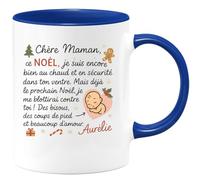 quotedazur - Mug Humour Chère Maman, Ce Noël Je Suis Au Chaud Dans Ton Ventre, L'an Prochain Blotti Contre Toi, Plein D’amour De Ton Bébé. - Cadeau Original Tasse Pour Future Maman Attendrissante