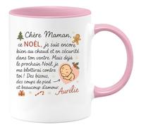 quotedazur - Mug Humour Chère Maman, Ce Noël Je Suis Au Chaud Dans Ton Ventre, L'an Prochain Blotti Contre Toi, Plein D’amour De Ton Bébé. - Cadeau Original Tasse Pour Future Maman Attendrissante