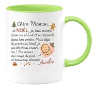 quotedazur - Mug Humour Chère Maman, Ce Noël Je Suis Au Chaud Dans Ton Ventre, L'an Prochain Blotti Contre Toi, Plein D’amour De Ton Bébé. - Cadeau Original Tasse Pour Future Maman Attendrissante