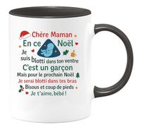 quotedazur - Mug Humour Chère Maman, Ce Noël Je Suis Dans Ton Ventre, Garçon Tendre. L'an Prochain, Blotti Tes Bras. Bisous, Bébé Cadeau Personnalisée Pour Tasse De Et Uni