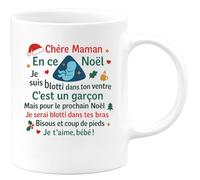 quotedazur - Mug Humour Chère Maman, Ce Noël Je Suis Dans Ton Ventre, Garçon Tendre. L'an Prochain, Blotti Tes Bras. Bisous, Bébé Cadeau Personnalisée Pour Tasse De Et Uni