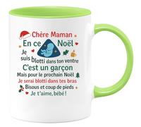 quotedazur - Mug Humour Chère Maman, Ce Noël Je Suis Dans Ton Ventre, Garçon Tendre. L'an Prochain, Blotti Tes Bras. Bisous, Bébé Cadeau Personnalisée Pour Tasse De Et Uni