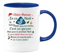quotedazur - Mug Humour Chère Maman, Ce Noël Je Suis Dans Ton Ventre, Garçon Tendre. L'an Prochain, Blotti Tes Bras. Bisous, Bébé Cadeau Personnalisée Pour Tasse De Et Uni