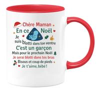 quotedazur - Mug Humour Chère Maman, Ce Noël Je Suis Dans Ton Ventre, Garçon Tendre. L'an Prochain, Blotti Tes Bras. Bisous, Bébé Cadeau Personnalisée Pour Tasse De Et Uni