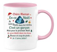quotedazur - Mug Humour Chère Maman, Ce Noël Je Suis Dans Ton Ventre, Garçon Tendre. L'an Prochain, Blotti Tes Bras. Bisous, Bébé Cadeau Personnalisée Pour Tasse De Et Uni