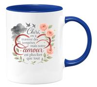 quotedazur - Mug Humour Chéri, on a traversé des tempêtes mais notre amour est plus fort que tout - Cadeau Amour, Saint-Valentin, Couple Homme