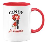 quotedazur - Mug Humour Cindy, Je T'aime - Déclaration D'amour Personnalisée Pour Elle - Idée Cadeau Personnalisée - Tasse Amour Pour Femme Spéciale