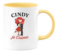 quotedazur - Mug Humour Cindy, Je T'aime Déclaration D'amour Personnalisée Pour Elle Idée Cadeau Tasse Amour Femme Spéciale