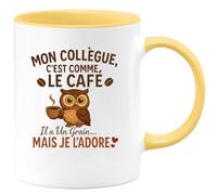 quotedazur - Mug Humour Collègue Comme Le Café, Un Grain De Folie, Je L'adore Idée Cadeau Originale Avec Tasse Pour Homme
