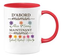 quotedazur - Mug Humour D'abord Maman Alice Emma Lucas, Maintenant Mamie De Gabriel, Adam, Raphaël, Chloé Et Arthur Cadeau Parfait Tasse Personnalisée Pour Exceptionnelle