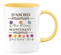 quotedazur - Mug Humour D'abord Maman Alice Emma Lucas, Maintenant Mamie De Gabriel, Adam, Raphaël, Chloé Et Arthur Cadeau Parfait Tasse Personnalisée Pour Exceptionnelle