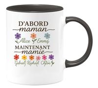 quotedazur - Mug Humour D'abord Maman Alice Emma Lucas, Maintenant Mamie De Gabriel, Adam, Raphaël, Chloé Et Arthur Cadeau Parfait Tasse Personnalisée Pour Exceptionnelle