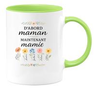 quotedazur - Mug Humour D'abord Maman Alice Emma Lucas, Maintenant Mamie Gabriel Adam Raphaël Chloé Arthur - Cadeau Parfait - Tasse Personnalisée Pour Mamie Et Maman Avec Prénoms Uniques