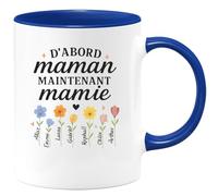 quotedazur - Mug Humour D'abord Maman, Maintenant Mamie Avec Alice, Emma, Lucas, Gabriel, Adam, Raphaël, Chloé, Arthur Cadeau Unique Pour Tasse Personnalisée Prénoms