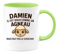 quotedazur - Mug Humour Damien Il Est Doux Comme Un Agneau Mais Faut Pas Le Chercher Cadeau Original Tasse Pour Homme Au Caractère