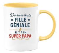 quotedazur - Mug Humour Derrière Toute Fille Géniale Il Y A Un Super Papa - Cadeau Parfait Pour Papa Fière Avec Tasse Unique