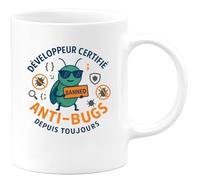 quotedazur - Mug Humour Développeur certifié anti-bugs depuis toujours - Cadeau Développeur informatique Homme