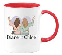 quotedazur - Mug Humour Diane Et Chloé, Cadeau Parfait Pour Amies, Tasse Personnalisée Unique Idée Avec Prénom Élégant