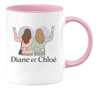 quotedazur - Mug Humour Diane Et Chloé, Cadeau Parfait Pour Amies, Tasse Personnalisée Unique Idée Avec Prénom Élégant