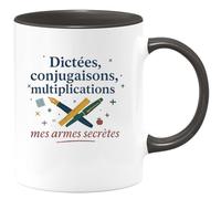 quotedazur - Mug Humour Dictées, conjugaisons, multiplications : mes armes secrètes - Cadeau Maître d'école Homme