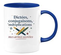 quotedazur - Mug Humour Dictées, conjugaisons, multiplications : mes armes secrètes - Cadeau Maître d'école Homme