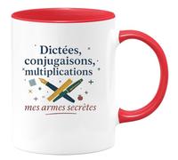 quotedazur - Mug Humour Dictées, conjugaisons, multiplications : mes armes secrètes - Cadeau Maître d'école Homme