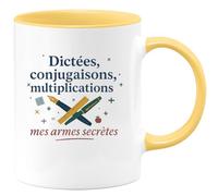 quotedazur - Mug Humour Dictées, conjugaisons, multiplications : mes armes secrètes - Cadeau Maître d'école Homme