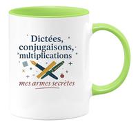 quotedazur - Mug Humour Dictées, conjugaisons, multiplications : mes armes secrètes - Cadeau Maître d'école Homme