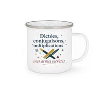 quotedazur - Mug Humour Dictées, conjugaisons, multiplications : mes armes secrètes - Cadeau Maître d'école Homme