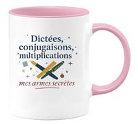 quotedazur - Mug Humour Dictées, conjugaisons, multiplications : mes armes secrètes - Cadeau Maître d'école Homme