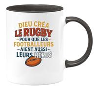 quotedazur - Mug Humour Dieu Créa Le Rugby Pour Que Les Footballeurs Aient Leurs Héros Cadeau Original Amateur De Et Tasse Unique Fans