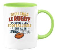 quotedazur - Mug Humour Dieu Créa Le Rugby Pour Que Les Footballeurs Aient Leurs Héros Cadeau Original Amateur De Et Tasse Unique Fans